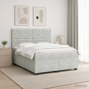vidaXL Boxspringbed met matras Lichtgrijs 180 x 200 cm Fluweel