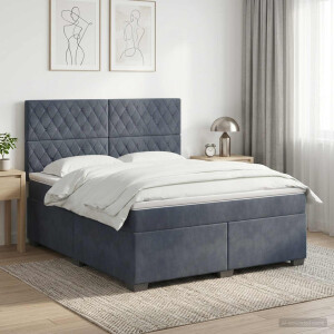 vidaXL Boxspringbed met matras Donkergrijs 140 x 200 cm Fluweel