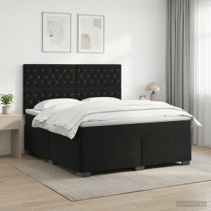 vidaXL Boxspringbed met matras Zwart 180 x 200 cm Fluweel