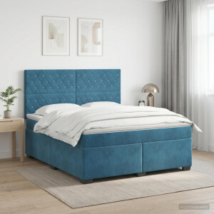 vidaXL Boxspringbed met matras Blauw 180 x 200 cm Fluweel