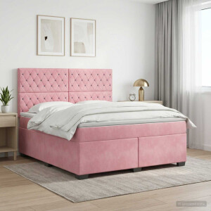 vidaXL Boxspringbed met matras Roze 140 x 200 cm Fluweel