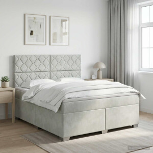 vidaXL Boxspringbed met matras Lichtgrijs 180 x 200 cm Fluweel
