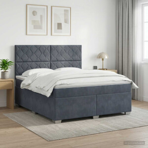 vidaXL Boxspringbed met matras Donkergrijs 140 x 200 cm Fluweel