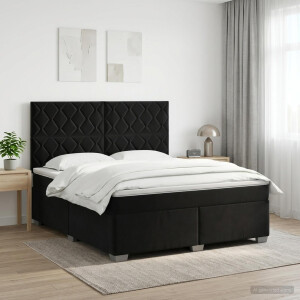 vidaXL Boxspringbed met matras Zwart 180 x 200 cm Fluweel