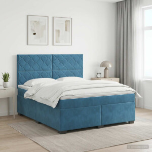 vidaXL Boxspringbed met matras Blauw 140 x 200 cm Fluweel