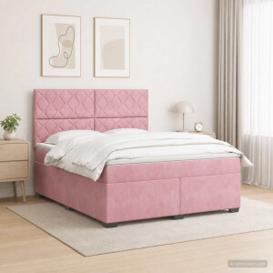 vidaXL Boxspringbed met matras Roze 140 x 200 cm Fluweel