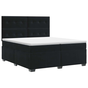 vidaXL Boxspringbed met matras Zwart 200 x 200 cm Fluweel