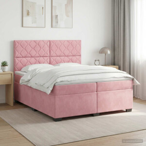 vidaXL Boxspringbed met matras Roze 200 x 200 cm Fluweel