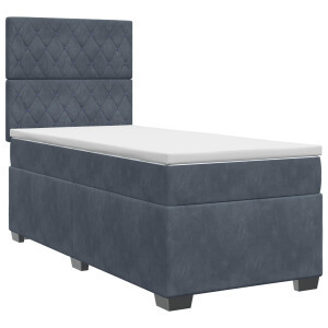 vidaXL Boxspringbed met matras Donkergrijs Enkel Fluweel