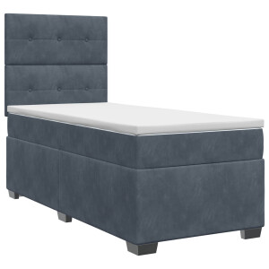 vidaXL Boxspringbed met matras Donkergrijs Enkel Fluweel