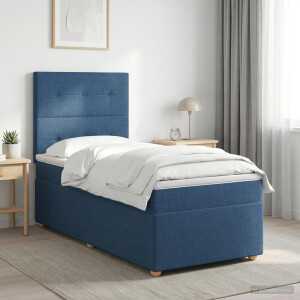 vidaXL Boxspringbed met matras met hoofdeinde Blauw 90 x 200 cm Stof