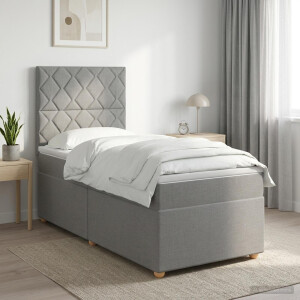 vidaXL Boxspringbed met matras Lichtgrijs 90 x 200 cm Stof