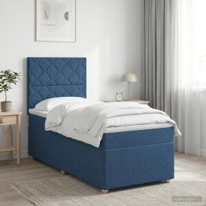 vidaXL Boxspringbed met matras met hoofdeinde Blauw 90 x 190 cm Stof