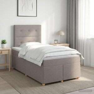 vidaXL Boxspringbed met matras met hoofdeinde Taupe 120 x 200 cm Stof