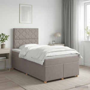 vidaXL Boxspringbed met matras met hoofdeinde Taupe 120 x 200 cm Stof