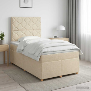 vidaXL Boxspringbed met matras Crèmekleurig 120 x 200 cm Stof