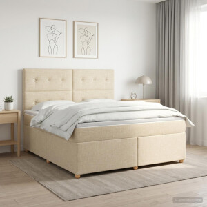 vidaXL Boxspringbed met matras Crèmekleurig 160 x 200 cm Stof