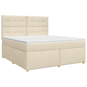 vidaXL Boxspringbed met matras Crèmekleurig 180 x 200 cm Stof