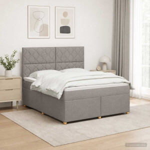 vidaXL Boxspringbed met matras met hoofdeinde Taupe 160 x 200 cm Stof
