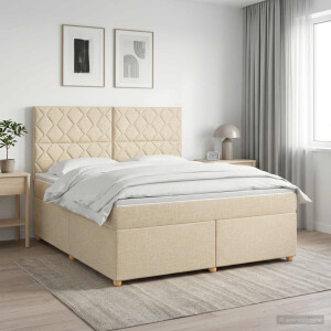 vidaXL Boxspringbed met matras Crèmekleurig 160 x 200 cm Stof