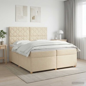 vidaXL Boxspringbed met matras Crèmekleurig 200 x 200 cm Stof