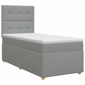vidaXL Boxspringbed met matras met hoofdeinde Lichtgrijs Enkel Stof