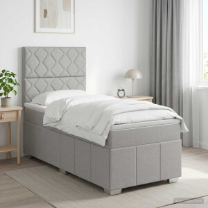 vidaXL Boxspringbed met matras Lichtgrijs 90 x 200 cm Stof