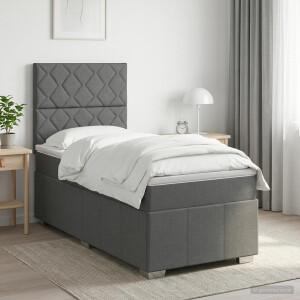vidaXL Boxspringbed met matras met hoofdeinde Donkergrijs Enkel Stof
