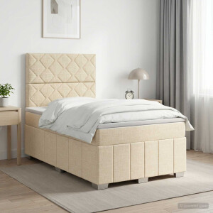 vidaXL Boxspringbed met matras Crèmekleurig 120 x 190 cm Stof