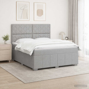 vidaXL Boxspringbed met matras Lichtgrijs 180 x 200 cm Stof