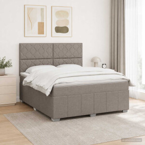 vidaXL Boxspringbed met matras met hoofdeinde Taupe 160 x 200 cm Stof