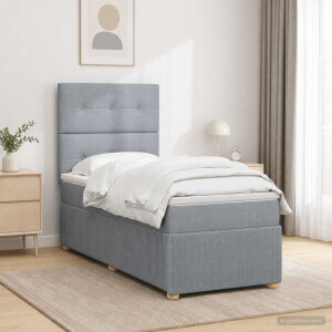 vidaXL Boxspringbed met matras Lichtgrijs 100 x 200 cm Stof
