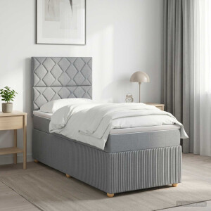 vidaXL Boxspringbed met matras Lichtgrijs 90 x 200 cm Stof