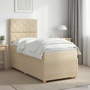 vidaXL Boxspringbed met matras Crèmekleurig 90 x 200 cm Stof