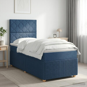 vidaXL Boxspringbed met matras met hoofdeinde Blauw 90 x 200 cm Stof