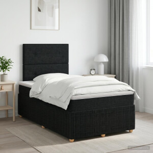 vidaXL Boxspringbed met matras met hoofdeinde Zwart 120 x 190 cm Stof