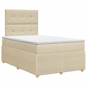 vidaXL Boxspringbed met matras Crèmekleurig 120 x 190 cm Stof