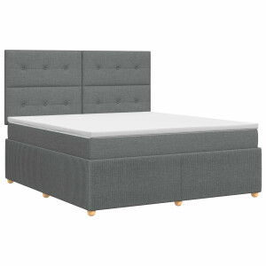 vidaXL Boxspringbed met matras Donkergrijs 140 x 190 cm Stof