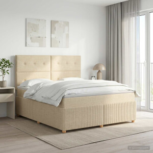 vidaXL Boxspringbed met matras Crèmekleurig 160 x 200 cm Stof