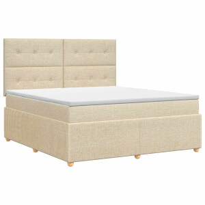 vidaXL Boxspringbed met matras Crèmekleurig 180 x 200 cm Stof