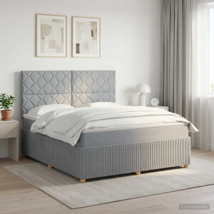 vidaXL Boxspringbed met matras Lichtgrijs 180 x 200 cm Stof