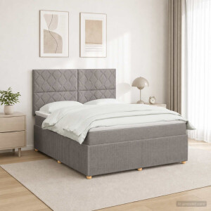 vidaXL Boxspringbed met matras met hoofdeinde Taupe 160 x 200 cm Stof