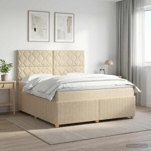 vidaXL Boxspringbed met matras Crèmekleurig 160 x 200 cm Stof