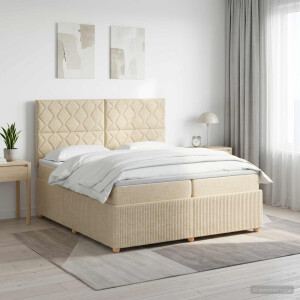 vidaXL Boxspringbed met matras Crèmekleurig 200 x 200 cm Stof
