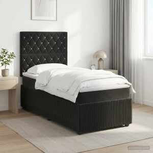 vidaXL Boxspringbed met matras Zwart 100 x 200 cm Fluweel