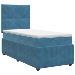vidaXL Boxspringbed met matras Blauw 90 x 200 cm Fluweel