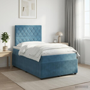 vidaXL Boxspringbed met matras Blauw 120 x 190 cm Fluweel