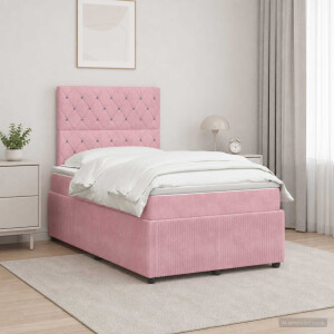 vidaXL Boxspringbed met matras Roze 120 x 190 cm Fluweel