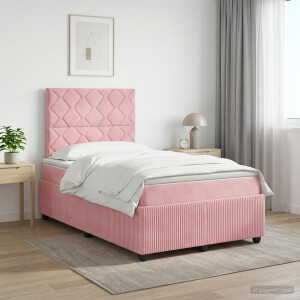 vidaXL Boxspringbed met matras Roze 120 x 200 cm Fluweel
