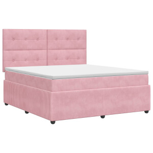 vidaXL Boxspringbed met matras Roze 140 x 190 cm Fluweel